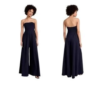 NWT SUSANA MONACO Black Strapless Tube Top Flare Wide Leg Pant Jumpsuit S